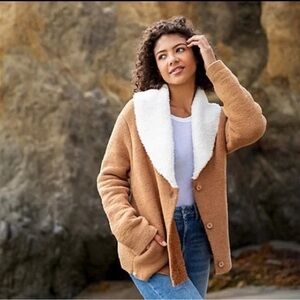 Barefoot Dreams CozyChic Shearling Cardigan Jacket Coat Size Medium